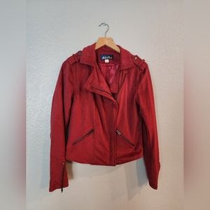 Blue Rain Red Suede Moto Jacket